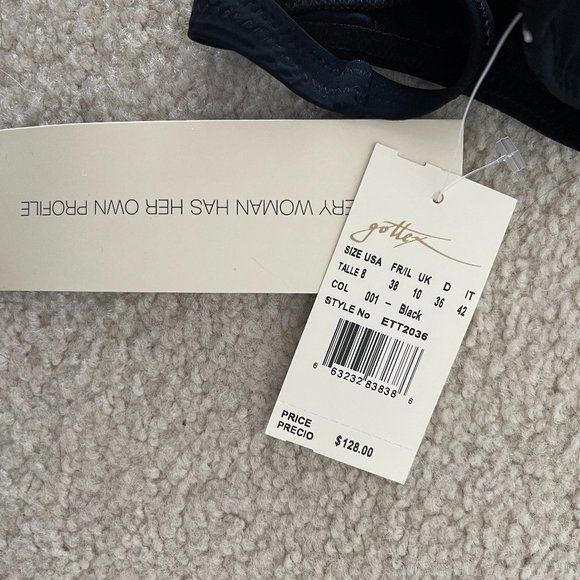 NWT Profile by Gottex Tutti Frutti Center Ruched V-Neck One Piece ~ Black ~ 8 - Picture 5 of 5